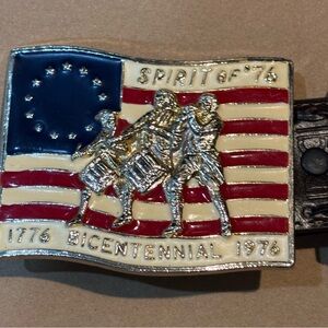 Spirit of '76 Bicentennial Belt Buckle and 100% leather belt